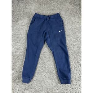 Nike Club Fleece Joggers Mens Small Blue White Swoosh Tapered Leg Sweatpants